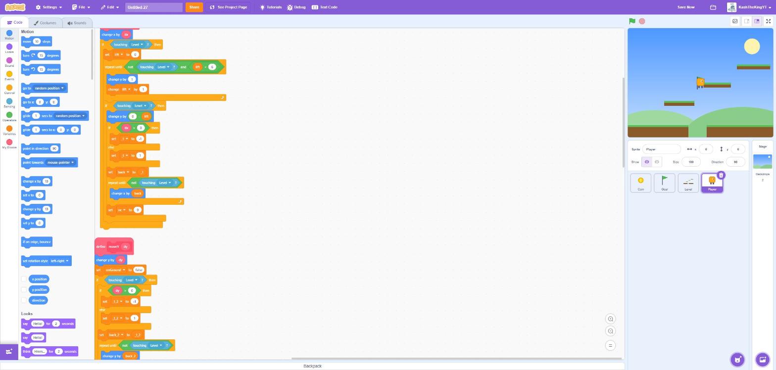 The generated blocks in Scratch